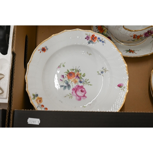 391 - # Thirty pieces of 19th century Royal Copenhagen floral-painted dinner-ware - all a/f (2 boxes)