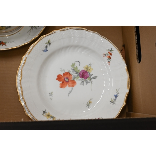 391 - # Thirty pieces of 19th century Royal Copenhagen floral-painted dinner-ware - all a/f (2 boxes)