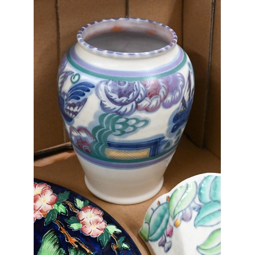 396 - An Art Deco Poole Pottery ovoid vase (Carter, Stabler & Adams), 14 cm high to/w a Royal Doulton ... 