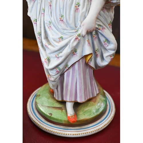 397 - A pair of 19th century Continental painted bisque figures of an 18th century courting couple, on flo... 