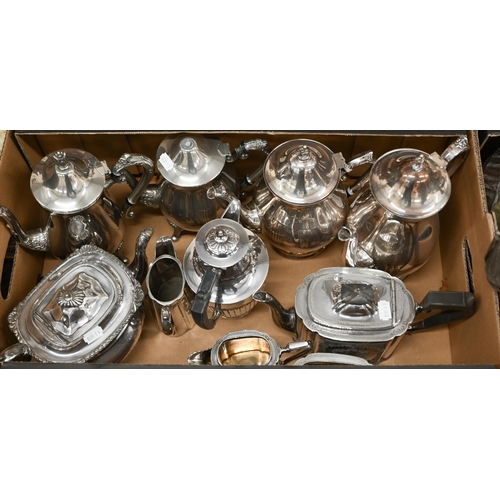 434 - # A Victorian ep three piece tea service to/w another teapot, hot water jug, four coffee pots and a ... 