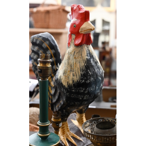 437 - # Seven various table lamps and a large papier-maché rooster (box)