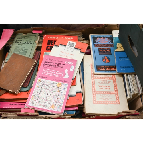 442 - A large quantity of Ordnance Survey and other folding maps, to/w various books (2 boxes)