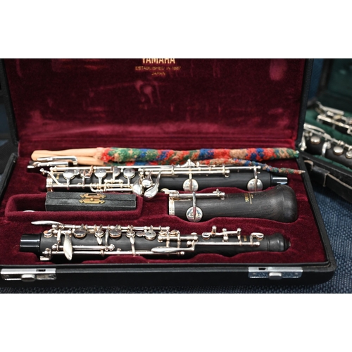 454 - Two rosewood clarinets - Howarth and Yamaha - to/w a viola with 40 cm two-piece flame back, c/w bow ... 