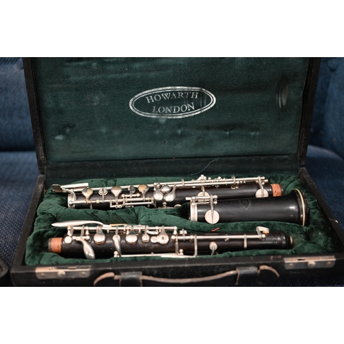 454 - Two rosewood clarinets - Howarth and Yamaha - to/w a viola with 40 cm two-piece flame back, c/w bow ... 