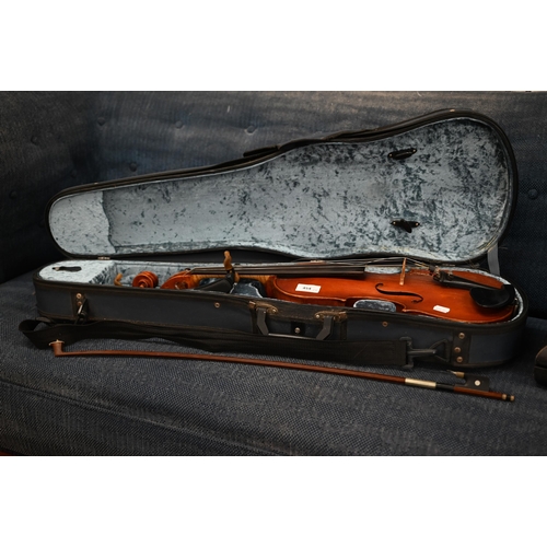 454 - Two rosewood clarinets - Howarth and Yamaha - to/w a viola with 40 cm two-piece flame back, c/w bow ... 