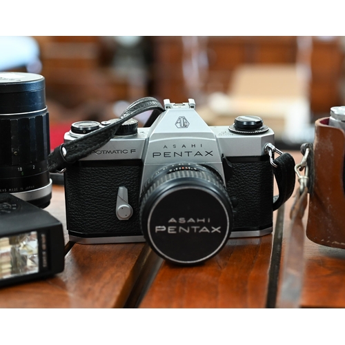 463 - An Asatic Pentax Spotmatic F slr camera with SML Takumar 1:1.8/55 lens, Soligor Tele-auto 1:2.8 f=13... 