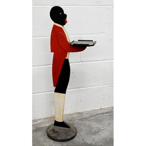 475 - A painted wood dumb waiter in footman's uniform