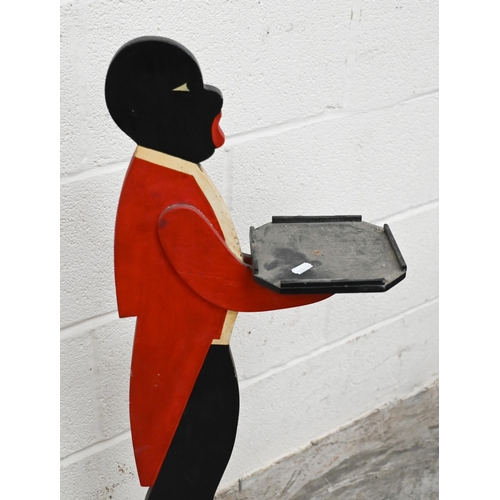 475 - A painted wood dumb waiter in footman's uniform