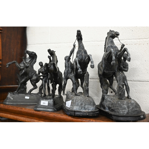 483 - Two pairs of spelter Marley horses a/f (4)