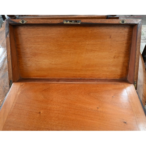 502 - A Victorian brass-bound walnut writing slope with fitted interior and secret compartment, 51 cm wide