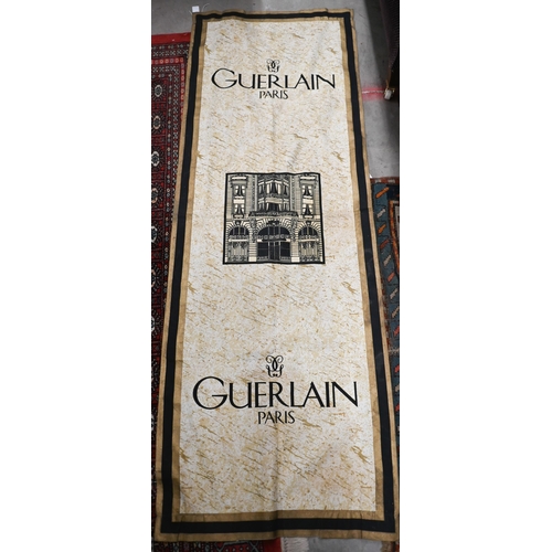 510 - A printed fabric advertising/retail banner for Guerlain perfume, Paris, 175 x 60 cm