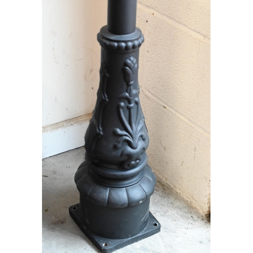 515A - A Victorian-style black cast iron-effect streetlamp post with copper four-glass lantern, approx 290 ... 