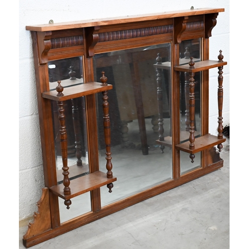 522 - # A late 19th/20th century multiple mirror over-mantel, with display shelves, 119 cm x 82 cm