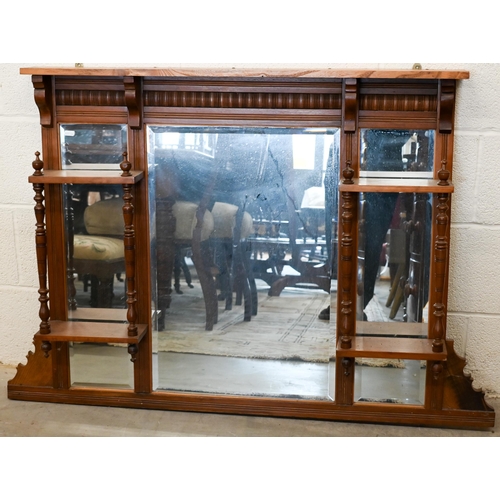 522 - # A late 19th/20th century multiple mirror over-mantel, with display shelves, 119 cm x 82 cm