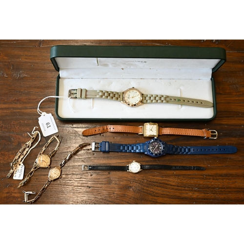 61 - Assorted ladies wrist watches including two 9ct gold by Winegartens; a Stelman oyster dial watch; a ... 