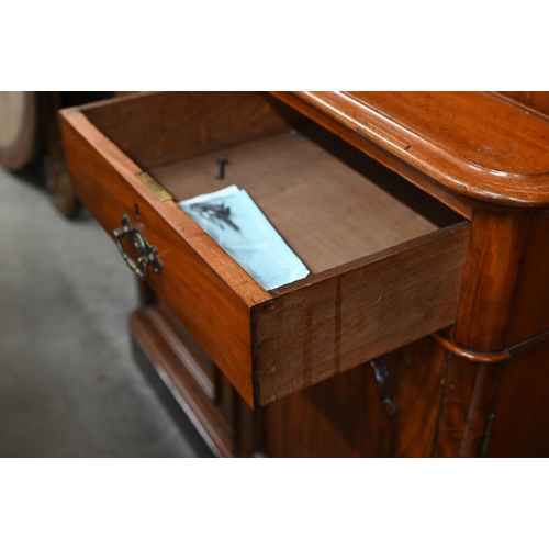 66 - A Victorian mahogany chiffonier bookcase with glazed doors over drawers and panelled cupboards, 110 ... 