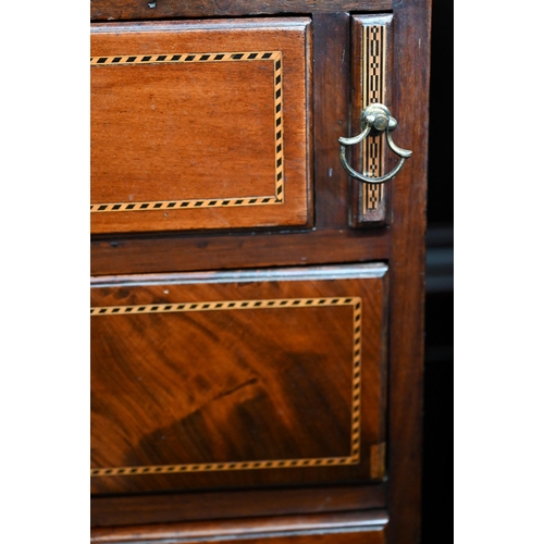 69 - A 19th century mahogany inlaid bureau bookcase with astragal glazed doors over fall-front panel with... 