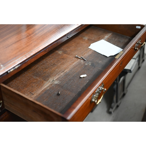 69 - A 19th century mahogany inlaid bureau bookcase with astragal glazed doors over fall-front panel with... 