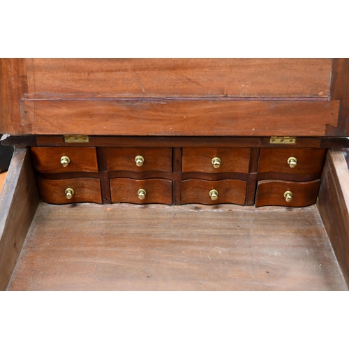 76 - A walnut Davenport with gilt tooled leather top and four drawers to each side, 56 x 54 x 85 cm high