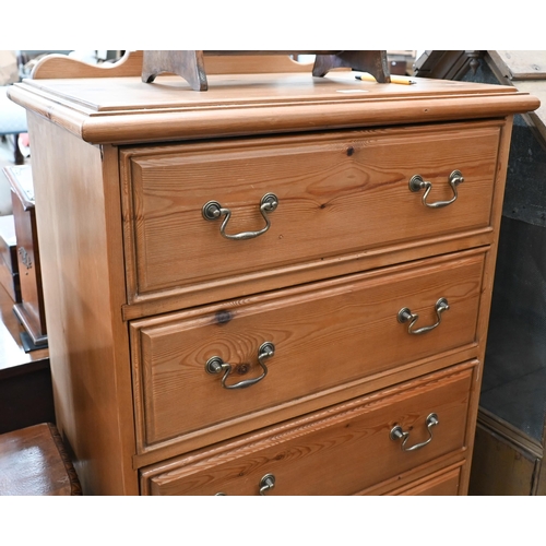 77 - A stained pine six drawer tallboy chest, 68 x 44 x 145 cm high