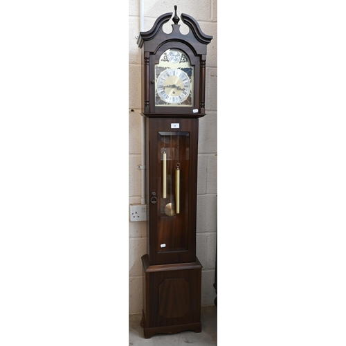 83 - # A 'Tempus Fugit' German shortcase clock, triple train movement striking on rod gongs c/w two weigh... 