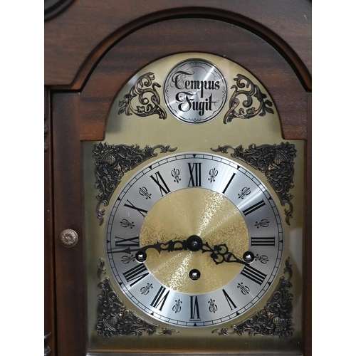 83 - # A 'Tempus Fugit' German shortcase clock, triple train movement striking on rod gongs c/w two weigh... 