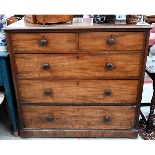 89 - A 19th century mahogany chest of two short over three long drawers, 116 x 50 x 106 cm high