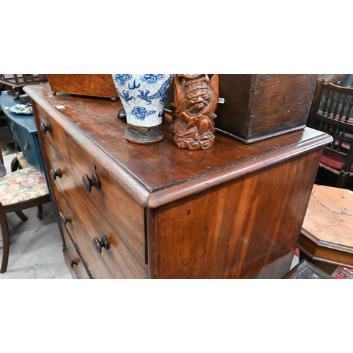 89 - A 19th century mahogany chest of two short over three long drawers, 116 x 50 x 106 cm high