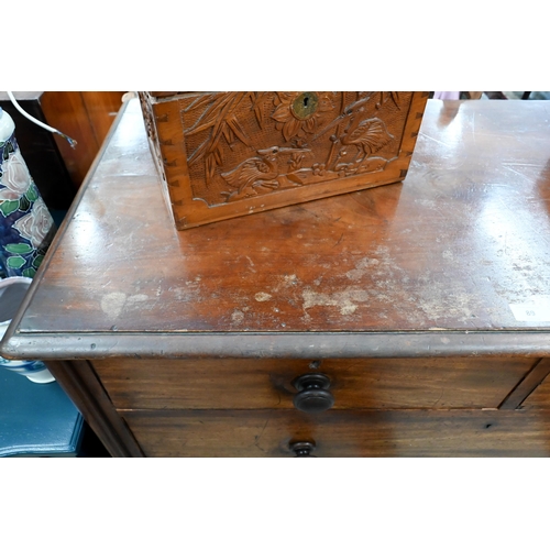 89 - A 19th century mahogany chest of two short over three long drawers, 116 x 50 x 106 cm high