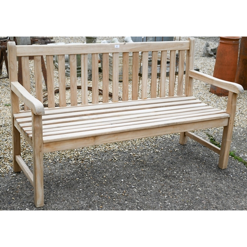 12 - A contemporary teak 'Surrey' design slatted garden bench, 150 cm long