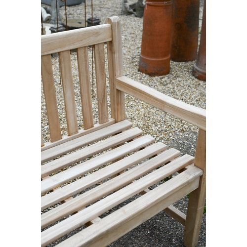 12 - A contemporary teak 'Surrey' design slatted garden bench, 150 cm long