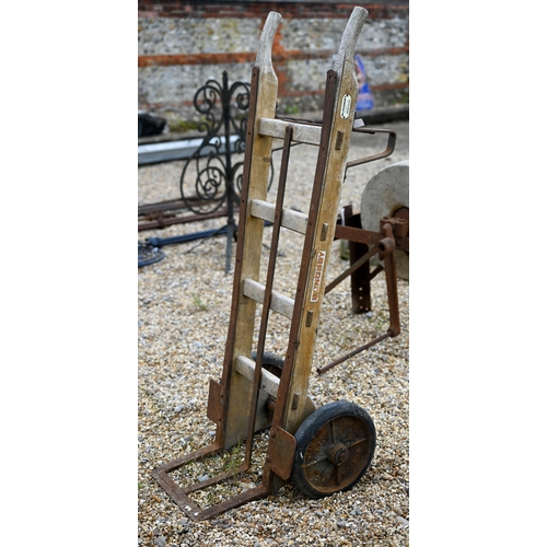 21 - A vintage 'Slingsby' wood framed porters sack truck