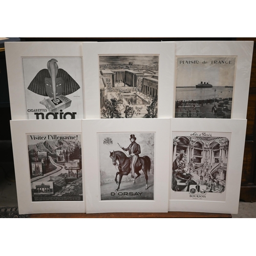 322 - Thirteen various mounted Paris Exposition prints 1937 (box)