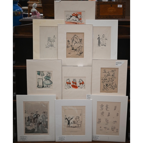 325 - Mounted prints including Louis Wain's Merry Times Annual, and Tatler cartoons etc (box)