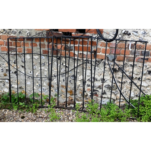 52 - # A pair of wrought steel driveway gates, approx. 222 cm wide x 92 cm h o/all (2)