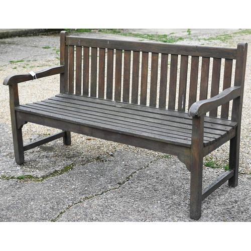 9 - A weathered teak garden bench, 150 cm long