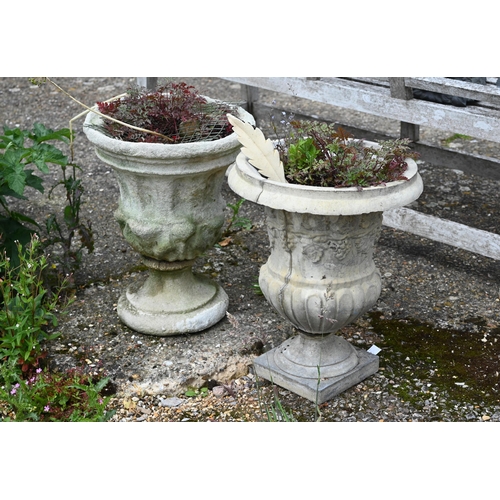 49 - Two cast stone urn planters, each 51 cm h (2)