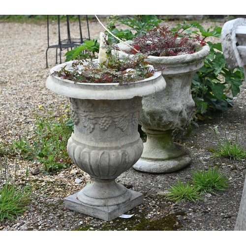 49 - Two cast stone urn planters, each 51 cm h (2)