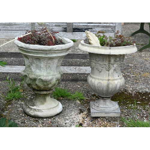 49 - Two cast stone urn planters, each 51 cm h (2)