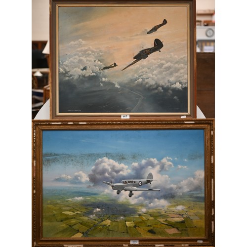 337 - David Selway - Percival Proctor, oil on canvas, signed, 49 x 74 cm and John D Jones - Trio of Spitfi... 