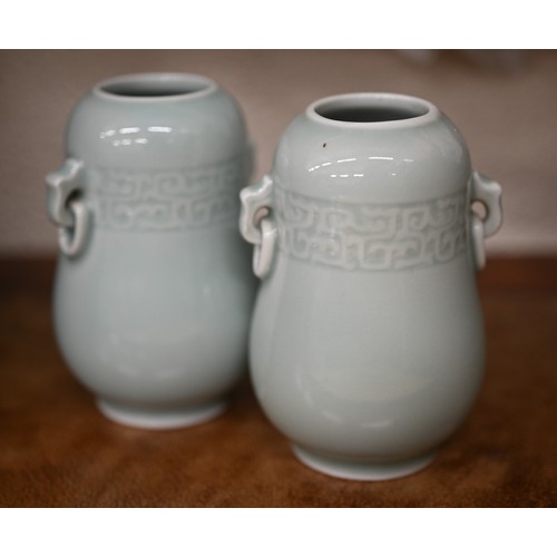 362 - Nine Chinese celadon-glazed porcelain vases to/w three crackleware vases (box)