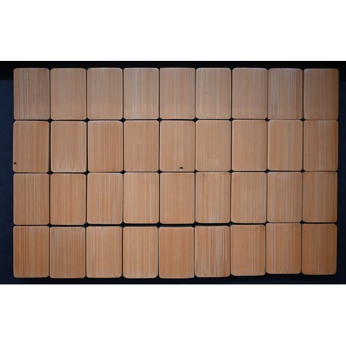 451 - An antique Chinese Mah Jong set with bone and bamboo tiles, in rosewood case with five drawers