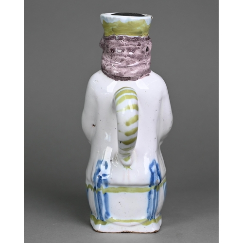 15 - # A 19th century French faience Jacquot jug with polychrome decoration, 20 cm highLight glaze chippi... 