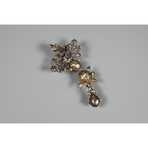 387 - An Indian part pendant brooch set small rose cut diamonds, a/f, 10g all in, 5.5 cmPoor condition for... 