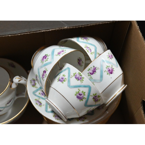 10 - # A Copeland Spode BOAC 18 piece tea set, to/w a Crown Staffordshire tea service and an Aynsley gilt... 