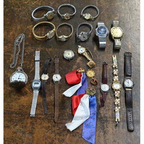 103 - Sixteen various vintage and later wristwatches including a silver example, Edinburgh 1933, to/w a re... 