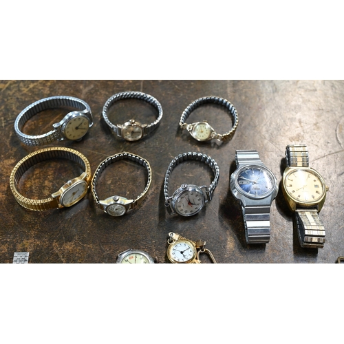 103 - Sixteen various vintage and later wristwatches including a silver example, Edinburgh 1933, to/w a re... 