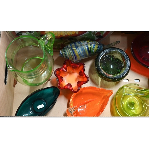 2 - Various Venetian and other coloured studio glass including Peggy Karr (USA) 35 cm floral plate (box)