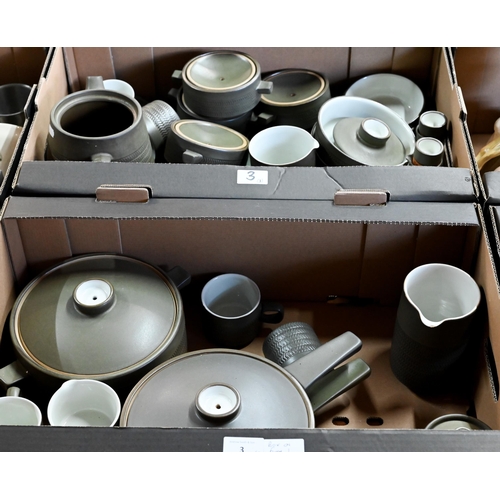 3 - A quantity of green-glazed Denby dinnerware (2 boxes)